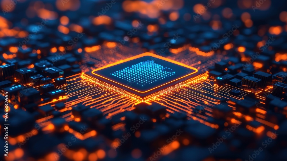 Poster futuristic smart city infrastructure with glowing interconnected technology in simulation