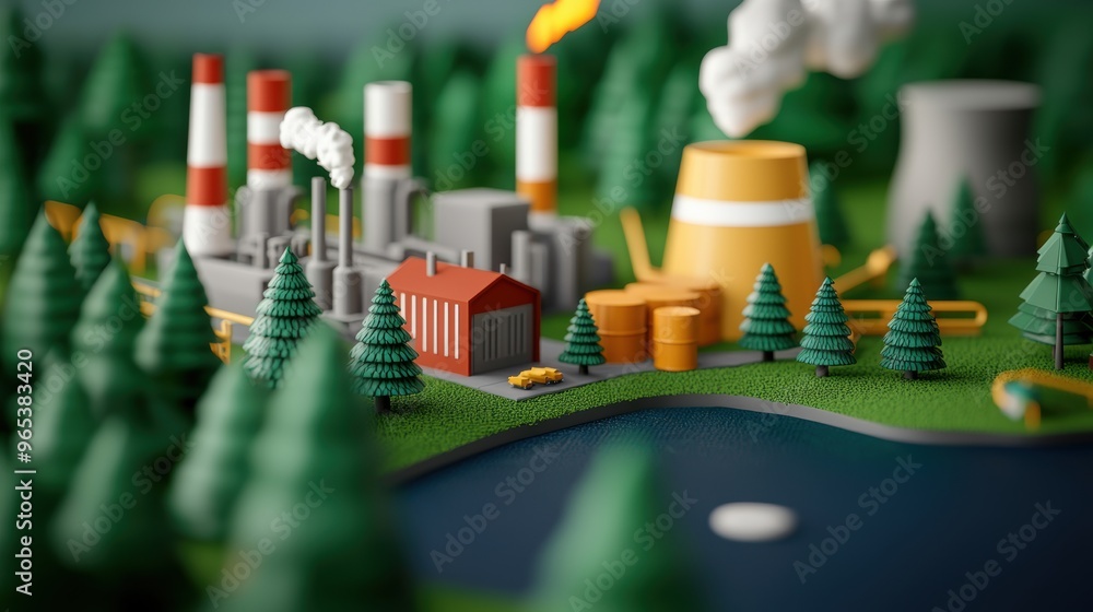 Poster global oil supply chain visualization: interactive map with copy space, selective focus -
