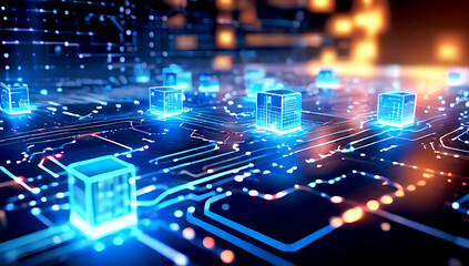 Obraz premium Digital technology, internet network connection ,modern computer surfing internet futuristic innovative technology background, modern illustration. Innovative technologies