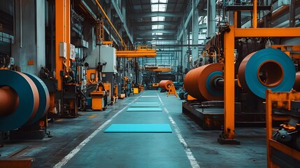 Fototapeta premium Rubber Sheets Processed in an Industrial Manufacturing Facility