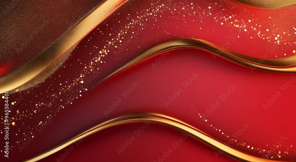 Poster vibrant abstract red background with golden wave elements for design and creative projects generativ