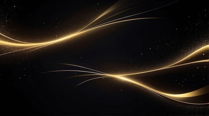Obraz premium Dark background with elegant golden curves
