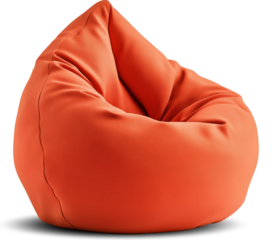 Orange bean bag chair isolated on transparent background.