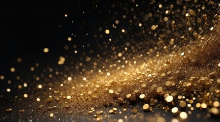 Naklejka premium abstract golden particles burst on dark background