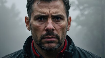 Fototapeta premium close-up portrait of a man with a serious face expression