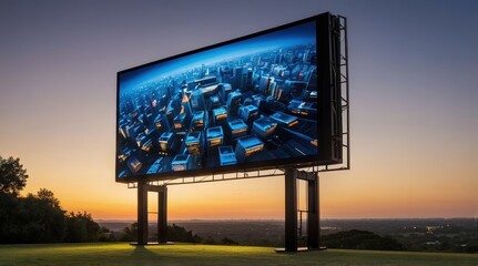 big huge LED screen billboard outdoors at night, mockup