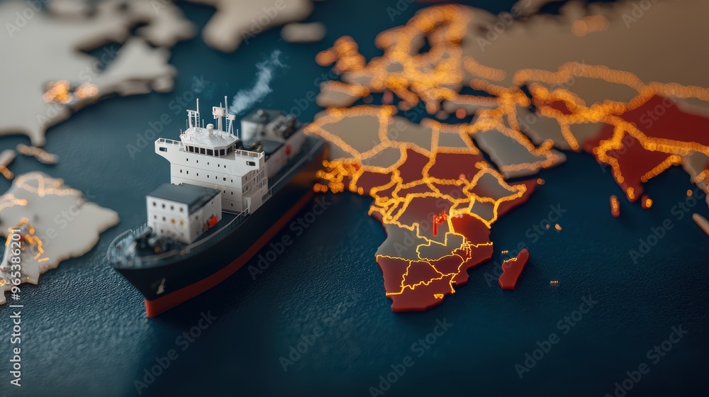 Poster navigating global oil trade routes: with price data overlay and selective focus in quality