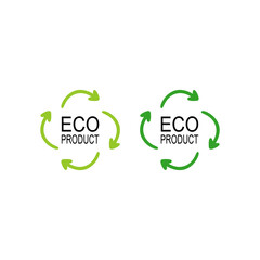 BIO ECO PRODUCT RECYCLE ARROWS SIGN SYMBOL LOGO VECTOR