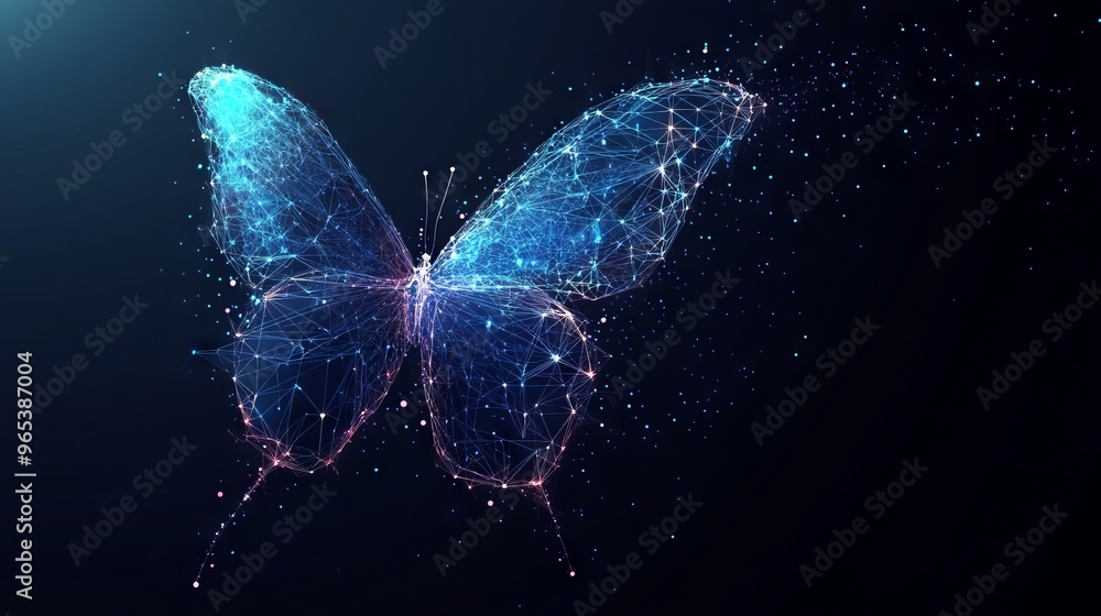 Aufkleber butterfly composed of polygon. low poly vector illustration of a starry sky or comos. the digital fl