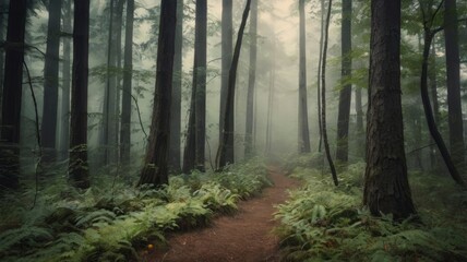 Obraz premium Misty Forest Backdrop Vintage Camera Highlights Photography