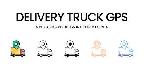 Delivery Truck GPS vector icons set ready to use for web and mobile app