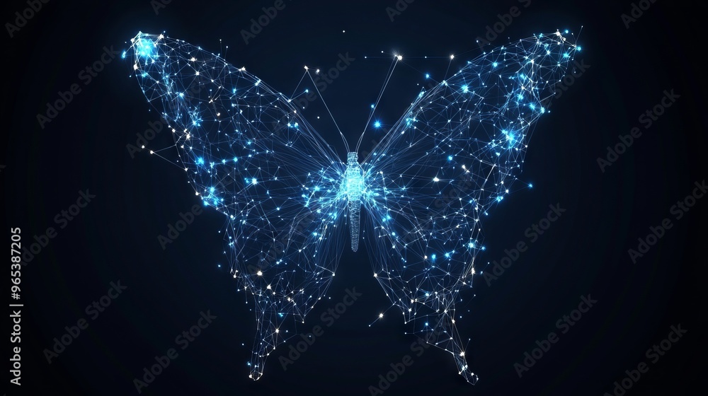 Aufkleber butterfly composed of polygon. low poly vector illustration of a starry sky or comos. the digital fl