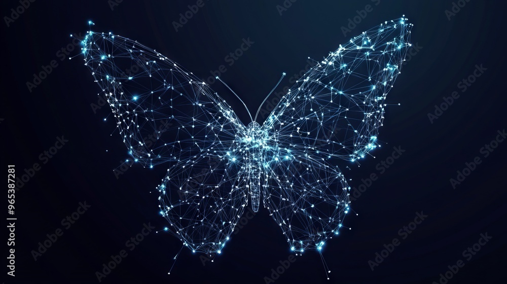 Aufkleber butterfly composed of polygon. low poly vector illustration of a starry sky or comos. the digital fl