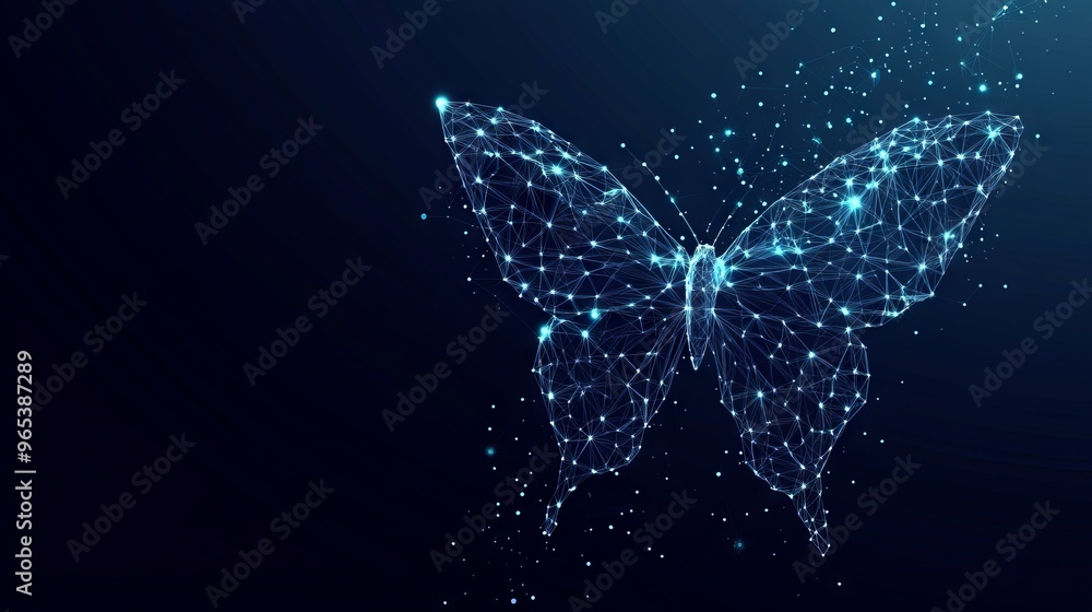 Aufkleber butterfly composed of polygon. low poly vector illustration of a starry sky or comos. the digital fl
