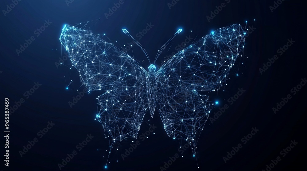 Aufkleber butterfly composed of polygon. low poly vector illustration of a starry sky or comos. the digital fl
