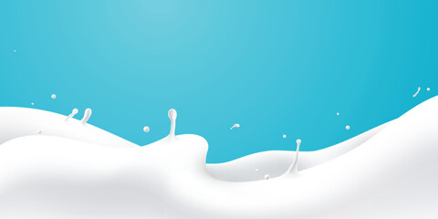 Abstract wave milk on blue background, vector illustration and design.