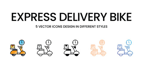Express Delivery Bike vector icons set ready to use for web and mobile app