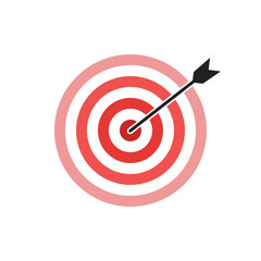 Red shade bullseye dart target icon. Dart target goal marketing sign. Arrow dart logo vector. Winner dart sign.