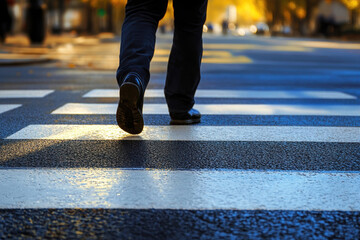 crosswalk on the road for safety when people walking cross the street.