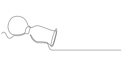 continuous line breast pump.one line drawing of tool for pumping mother's breast milk.healthy breast milk for babies.single line vector illustration.isolated white background