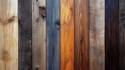 Fototapeta premium Rustic wood swatches with an antique finish, including chestnut, oak, and pine, with visible grain and rough surfaces
