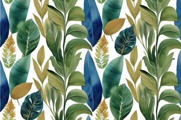 Watercolor Botanical Wallpaper Design with Dynamic Leaf Arrangement
