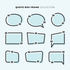 Quote box frame, big set. Quote text in speech bubble. Quote box icon