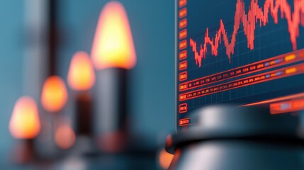 Futuristic Energy Market Predictions with Transparent Price Monitors - with Copy Space and Selective Focus