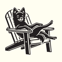 Schipperke Dog sitting in a chair Vector illustration in black and white