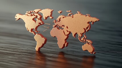 Global Oil Production Projection Map with Forecasting Arrows - with Copy Space and Selective Focus on Background