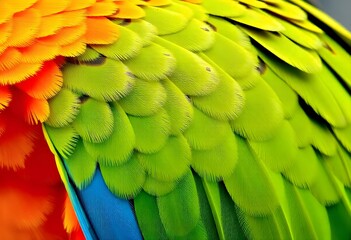 Fototapeta premium Close-up of parrot with vibrant orange and green feathers, 
