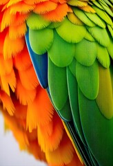 Obraz premium Close-up of parrot with vibrant orange and green feathers, 