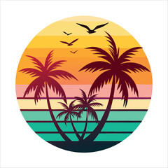 hello summer t-shirt design with palm tree vector illustration Beach t-shirt Design