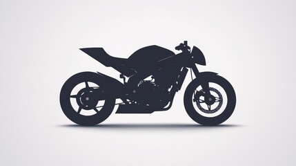 Obraz premium A minimalist motorcycle silhouette on a clean white background, highlighting the sleek design of the bike.