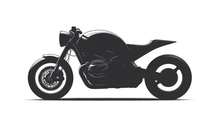 Obraz premium A minimalist motorcycle silhouette on a clean white background, highlighting the sleek design of the bike.