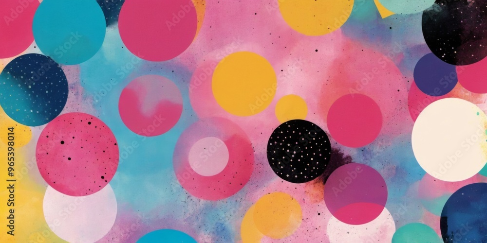 Poster vibrant and dynamic abstract digital art with colorful shapes an