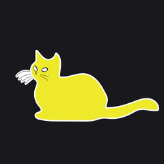 Green Cat Sticker Vector Illustration – Cute Cartoon Cat Clipart for Digital Art, Scrapbooking, Crafts, and Creative Design Projects