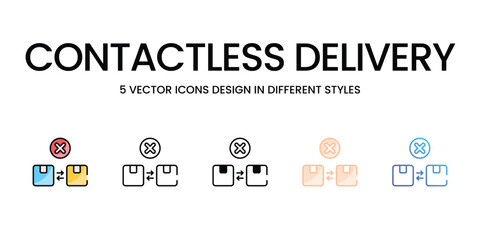 Contactless Delivery vector icons set ready to use for web and mobile app