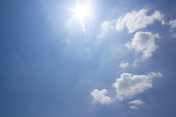 
Blue sky with clouds and sun