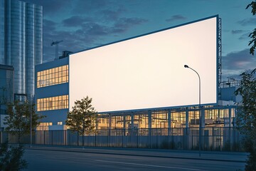 Obraz premium Blank white billboard on city street at night. Mock up