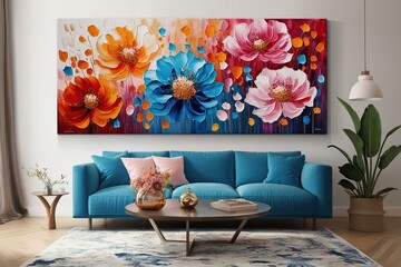 Vibrant Abstract Floral Oil Paintings for Luxurious Home Decor