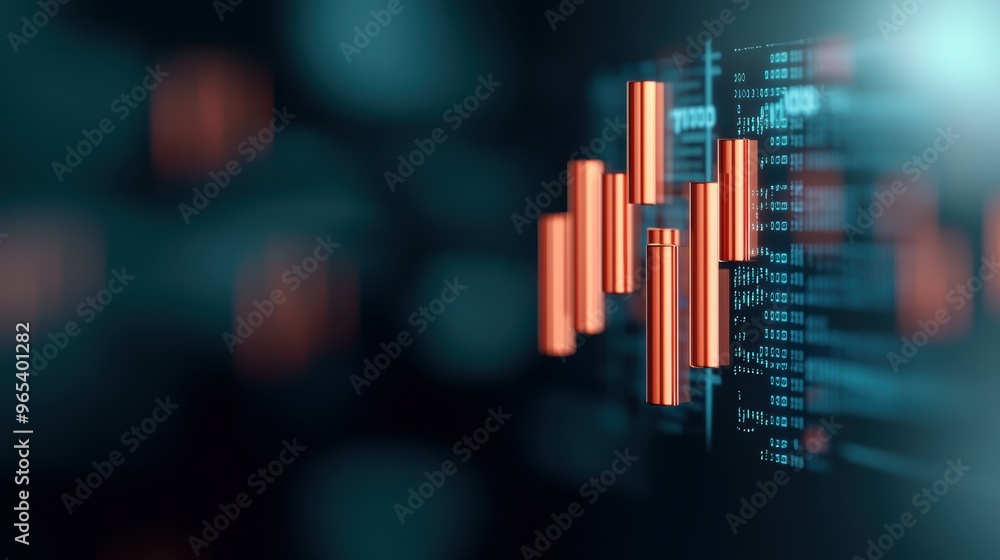 Poster futuristic crude oil price projection holographic interface in modern setting - with copy space and 