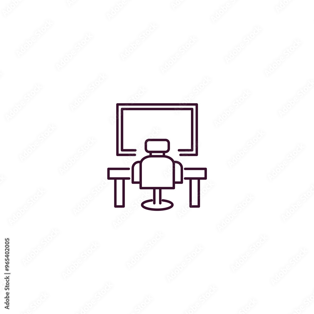 Poster work station outline icon. linear vector from computer concept. thin line work station icon isolated