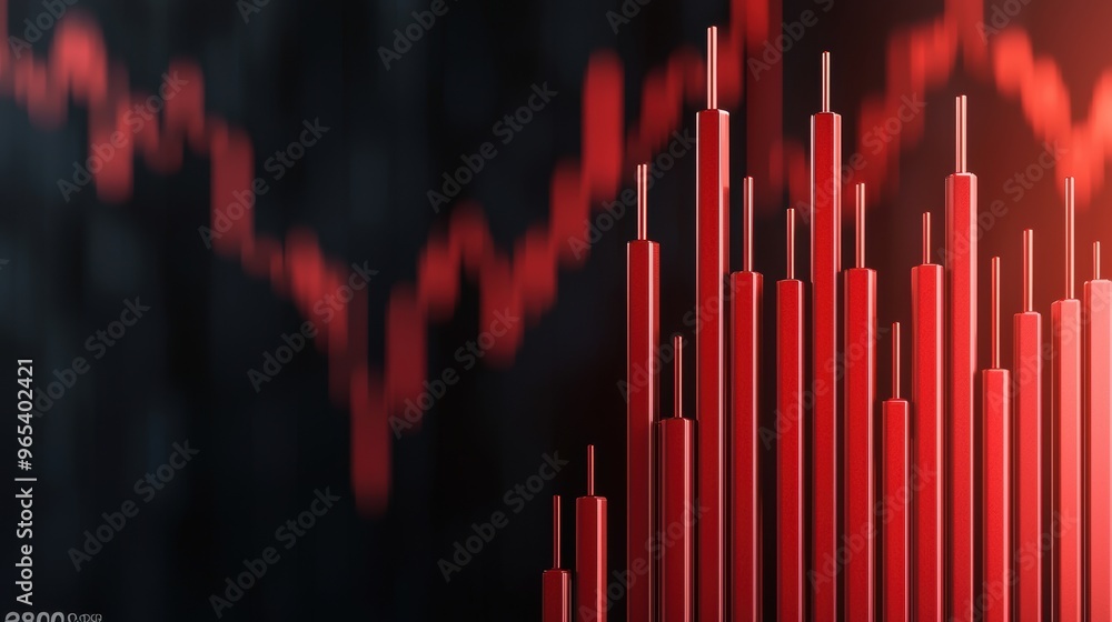 Aufkleber oil market crash analysis on red holographic graph in dark tech setting - with copy space and select