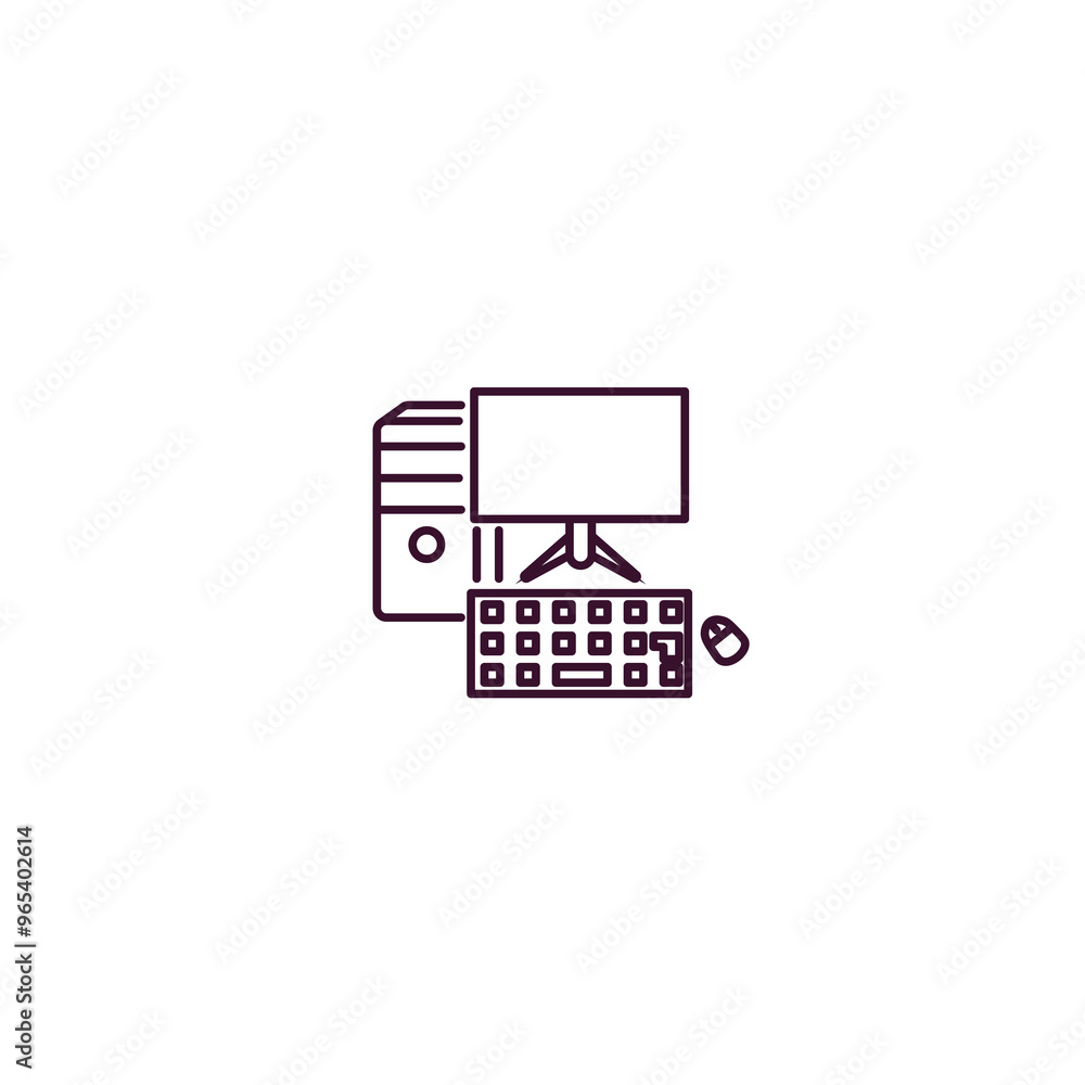 Aufkleber computer set outline icon. linear vector from computer concept. thin line computer set icon isolated