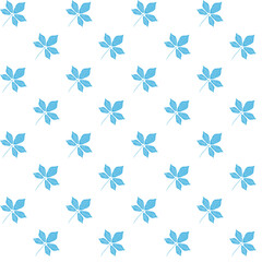 Seamless pattern of blue chestnut leave, chestnut leaves pattern in in checkerboard order, digital pencil style, perfect for scrapbooking, textile design