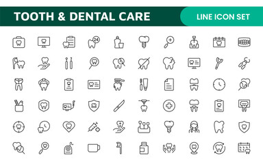 Complete Tooth and Dental Care Icon Collection: Perfect for Oral Hygiene, Dentist Tools, Preventive Measures, Whitening Solutions, and Comprehensive Dental Care