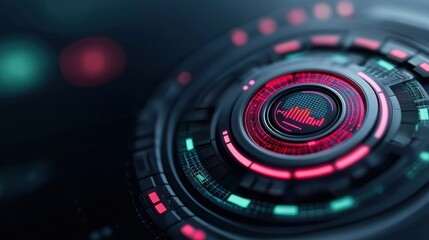 Futuristic Renewable Energy Market Forecast Neon Holographic Interface in with Copy Space, Selective Focus.