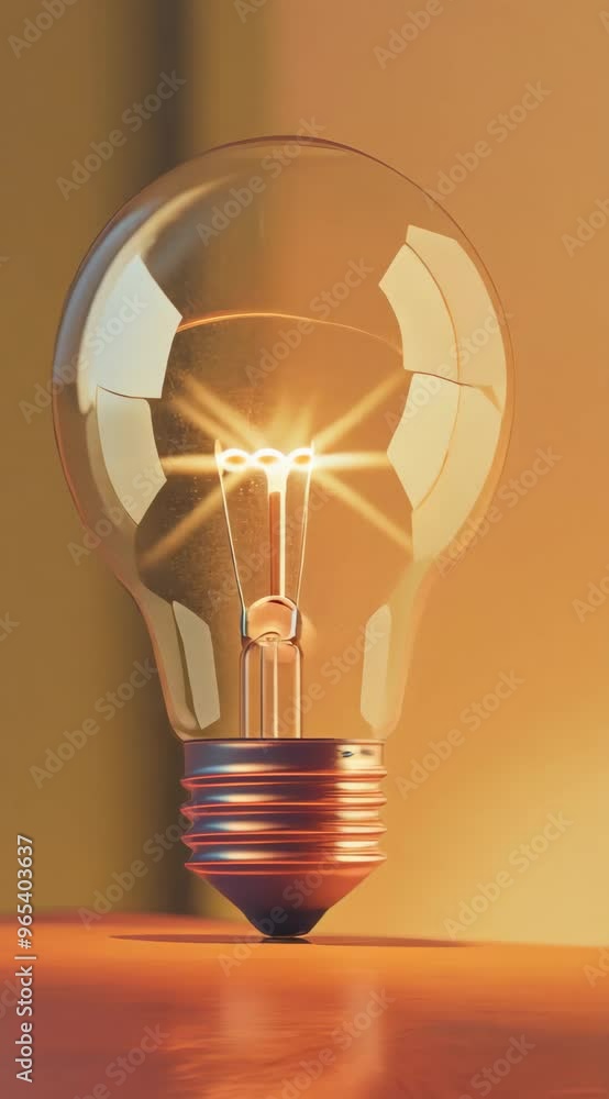 Poster a light bulb is lit up and is sitting on a table. the light bulb is the main focus of the image and 
