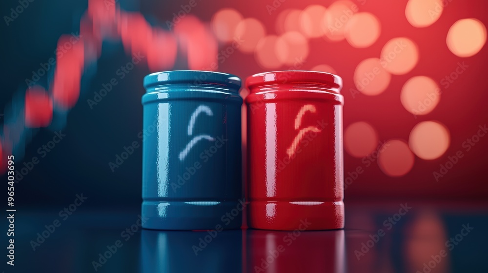 Poster future of energy: oil vs gas price forecast split screen holographic display in finance with copy sp